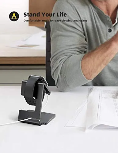 Lamicall Stand Suit for Apple Watch, Charging Stand : Desk Watch Stand Holder Charging Dock Station Compatible with Apple Watch Series 7/SE 45mm 41mm Series 6/5/4/3/2/1 / 44mm/42mm/40mm/38mm - Black
