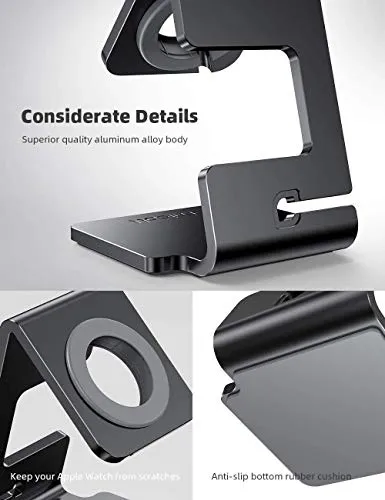 Lamicall Stand Suit for Apple Watch, Charging Stand : Desk Watch Stand Holder Charging Dock Station Compatible with Apple Watch Series 7/SE 45mm 41mm Series 6/5/4/3/2/1 / 44mm/42mm/40mm/38mm - Black