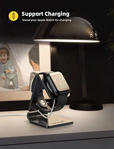 Lamicall Stand Suit for Apple Watch, Charging Stand : Desk Watch Stand Holder Charging Dock Station Compatible with Apple Watch Series 7/SE 45mm 41mm Series 6/5/4/3/2/1 / 44mm/42mm/40mm/38mm - Black