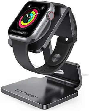 Lamicall Stand Suit for Apple Watch, Charging Stand : Desk Watch Stand Holder Charging Dock Station Compatible with Apple Watch Series 7/SE 45mm 41mm Series 6/5/4/3/2/1 / 44mm/42mm/40mm/38mm - Black