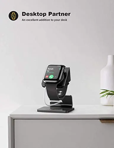 Lamicall Stand Suit for Apple Watch, Charging Stand : Desk Watch Stand Holder Charging Dock Station Compatible with Apple Watch Series 7/SE 45mm 41mm Series 6/5/4/3/2/1 / 44mm/42mm/40mm/38mm - Black