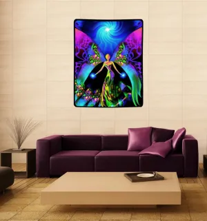 Large Blue Purple Fairy Tapestry with Spirals - "Breaking Free",