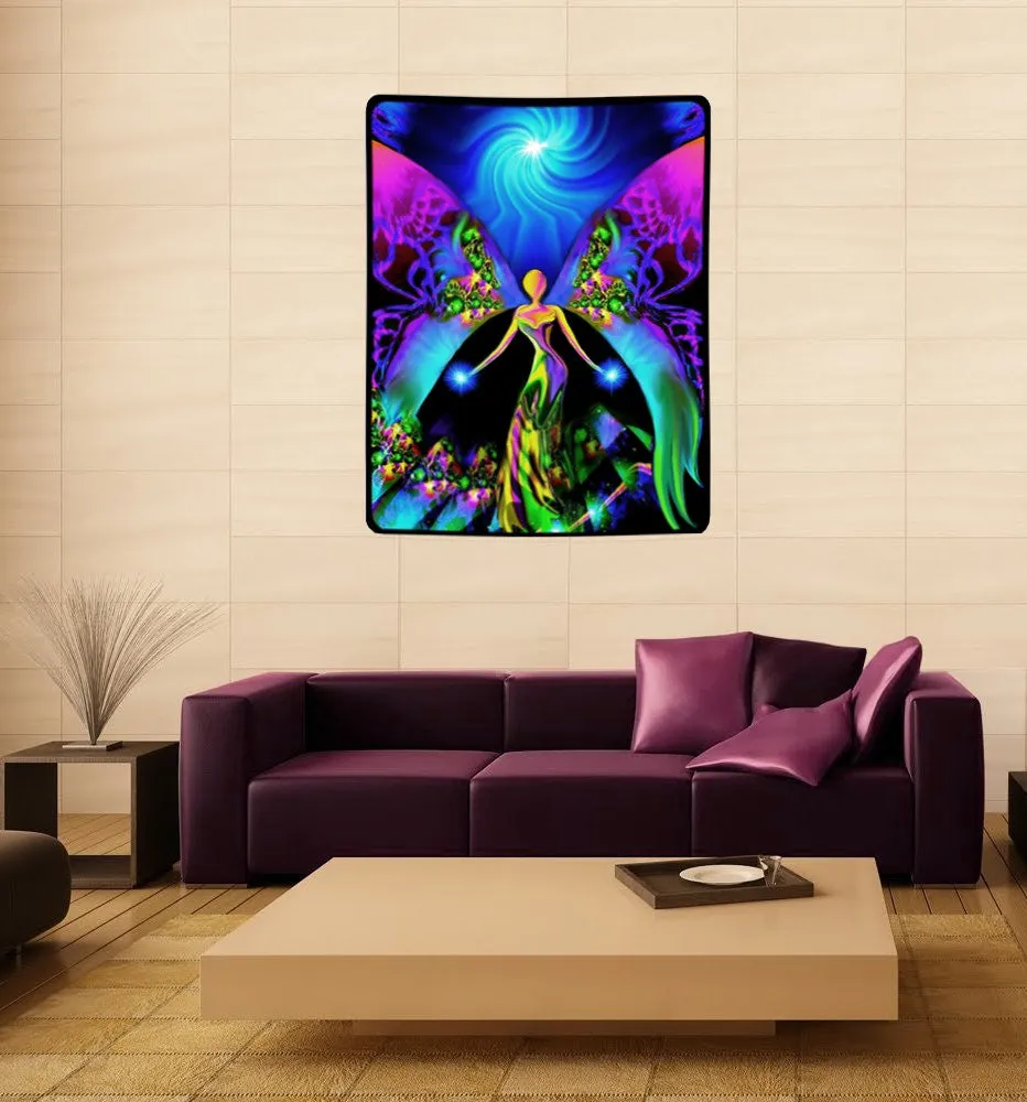 Large Blue Purple Fairy Tapestry with Spirals - "Breaking Free",