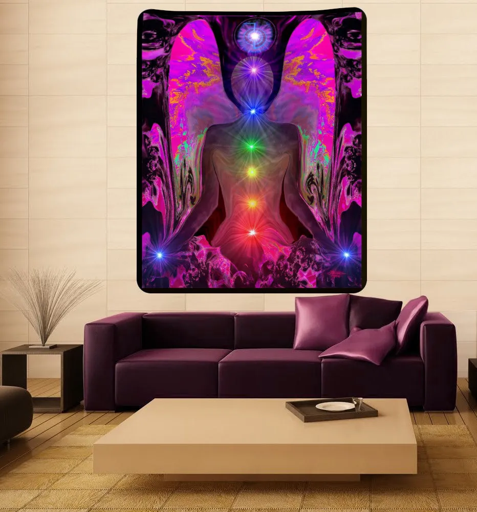 Large Chakra Art Angel Tapestry - "Balance Within Chaos"