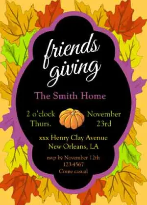 LARGE COLORFUL FALL LEAVES CUSTOM INVITATION