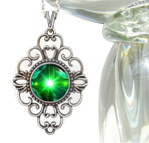 Large Diamond Shaped Necklace, Heart Chakra Jewelry, Bohemian Pendant "Angel Heart"