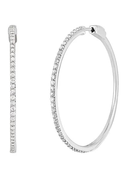 Large Round Cut Diamond Hoop Earrings - 1.52 Carats in 10KT Yellow Gold