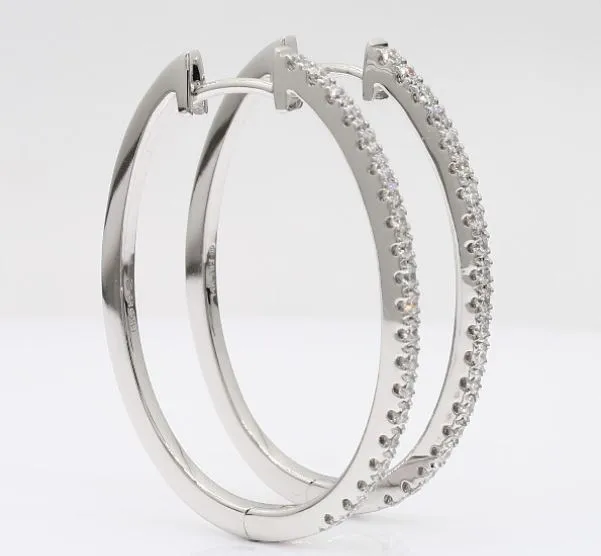 Large Round Cut Diamond Hoop Earrings - 1.52 Carats in 10KT Yellow Gold