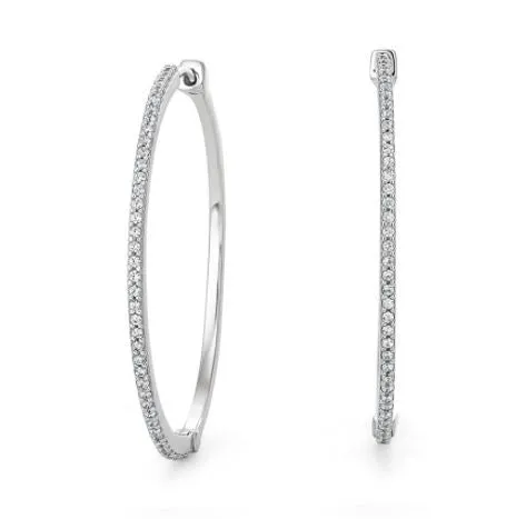 Large Round Cut Diamond Hoop Earrings - 1.52 Carats in 10KT Yellow Gold