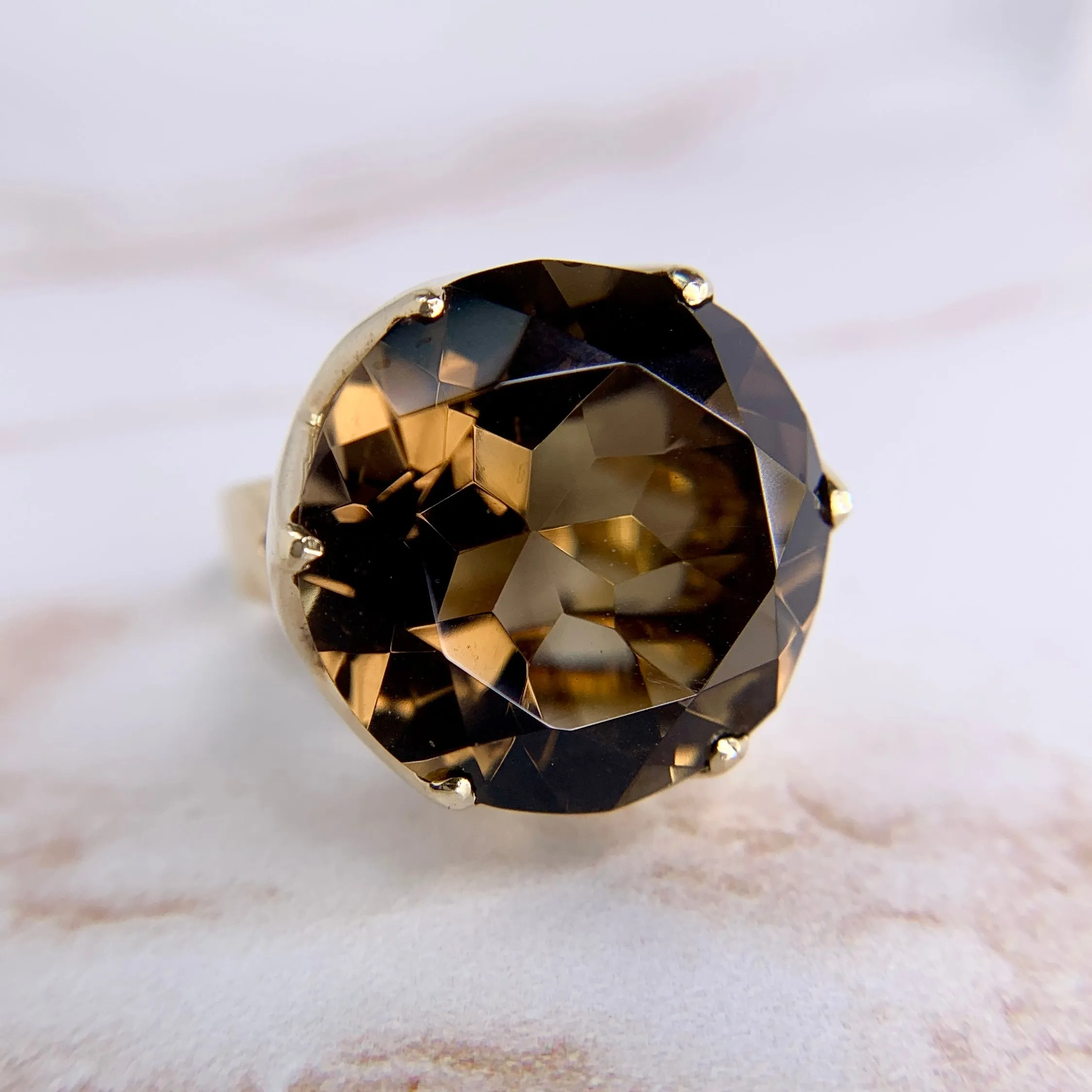 Large Smokey Quartz Ring 14k
