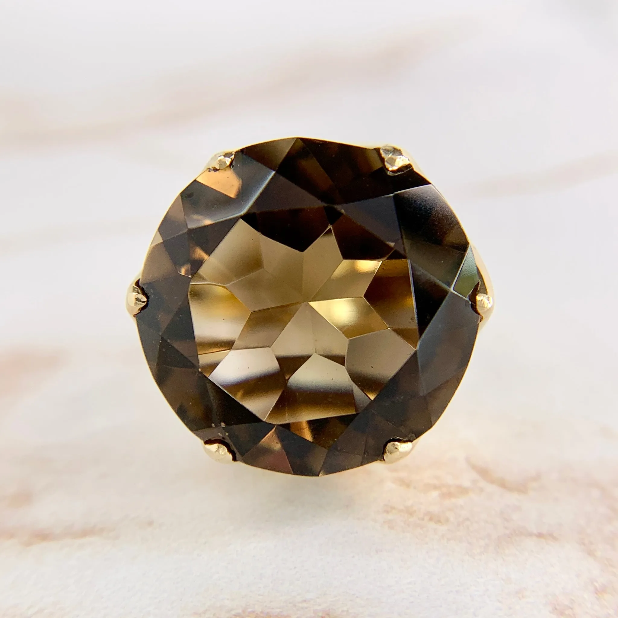 Large Smokey Quartz Ring 14k