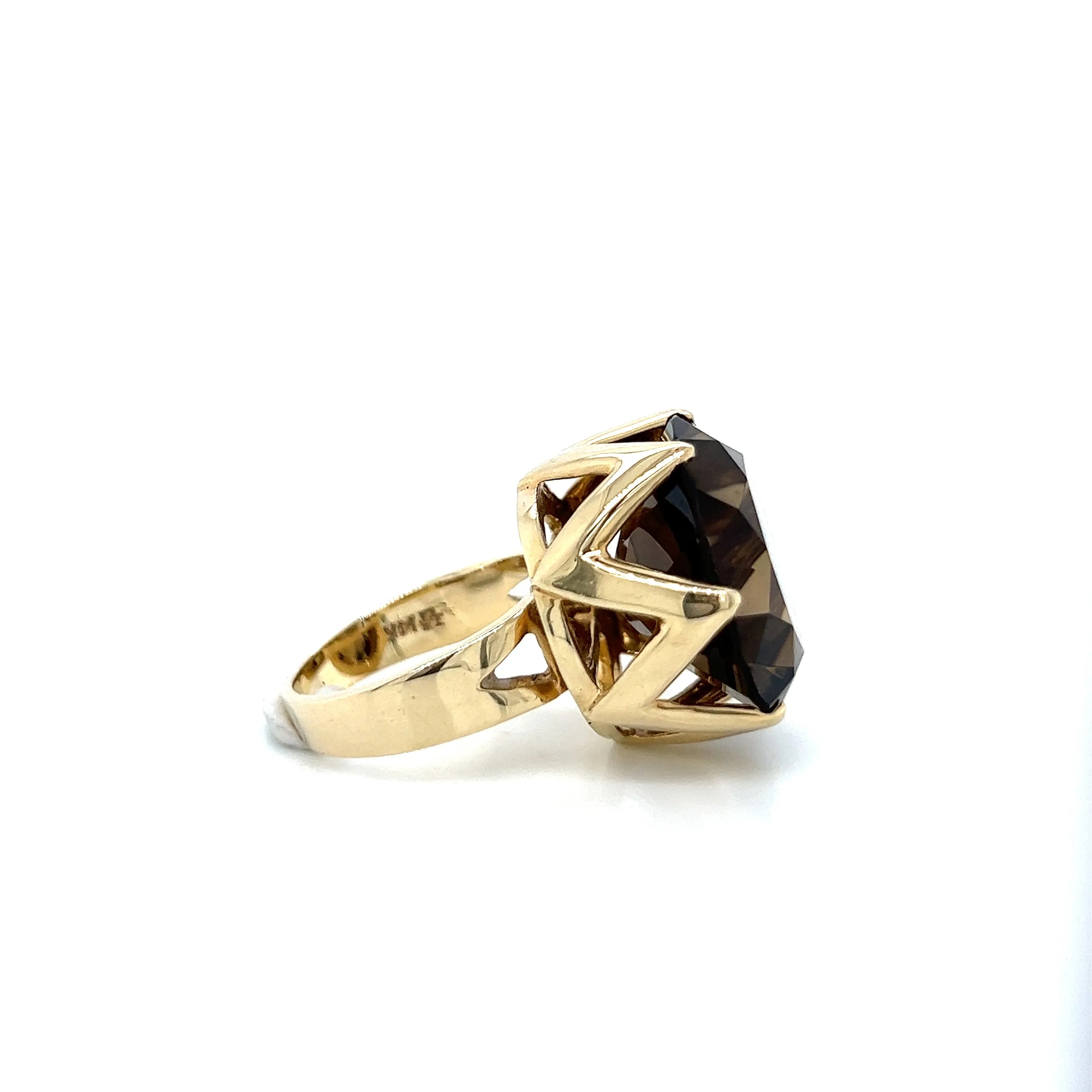 Large Smokey Quartz Ring 14k
