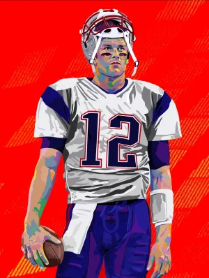 Last Dance - Tom Brady inspired Portrait - Limited Edition Giclee Art Print & Wall Decor - Vakseen Art