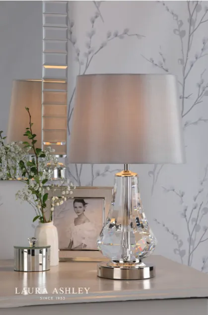Laura Ashley Humby touch Lamp LA3756244-Q Crystal and Polished Nickel With Shade