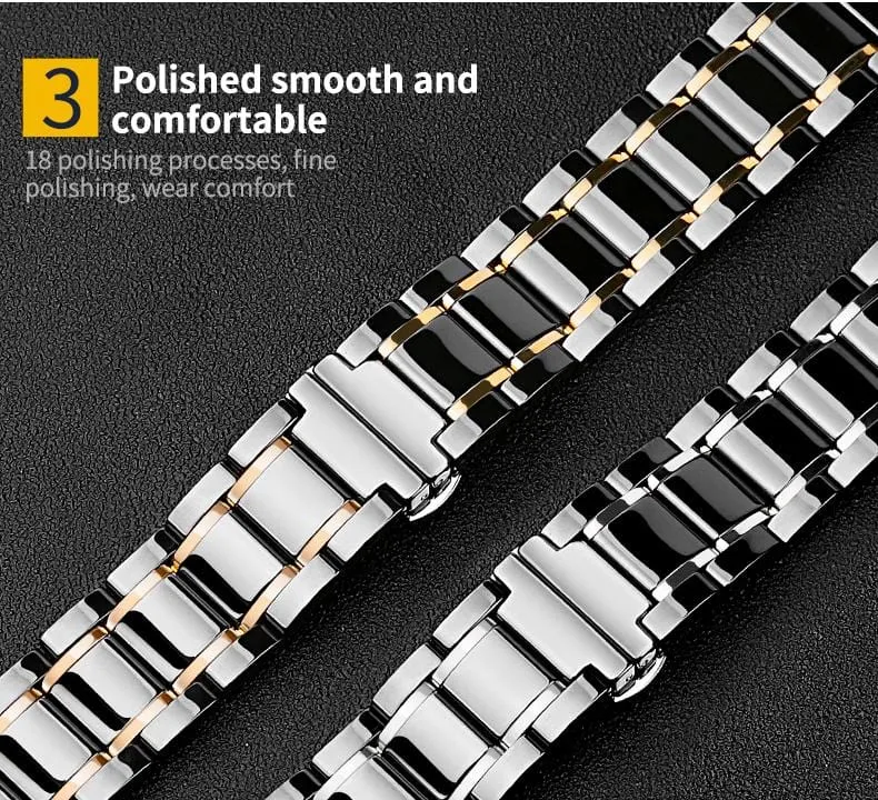 Laurel - High Grade Black Ceramic Apple Watch Band