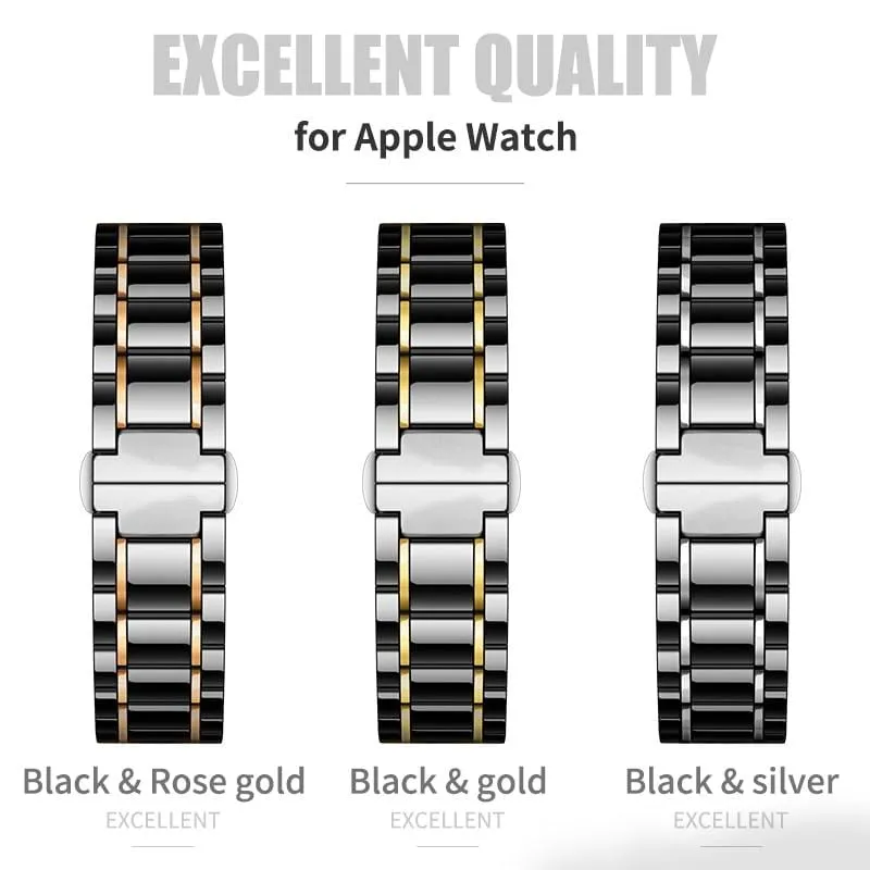 Laurel - High Grade Black Ceramic Apple Watch Band