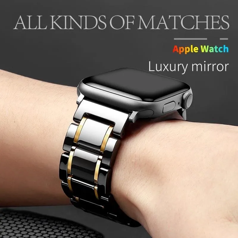 Laurel - High Grade Black Ceramic Apple Watch Band