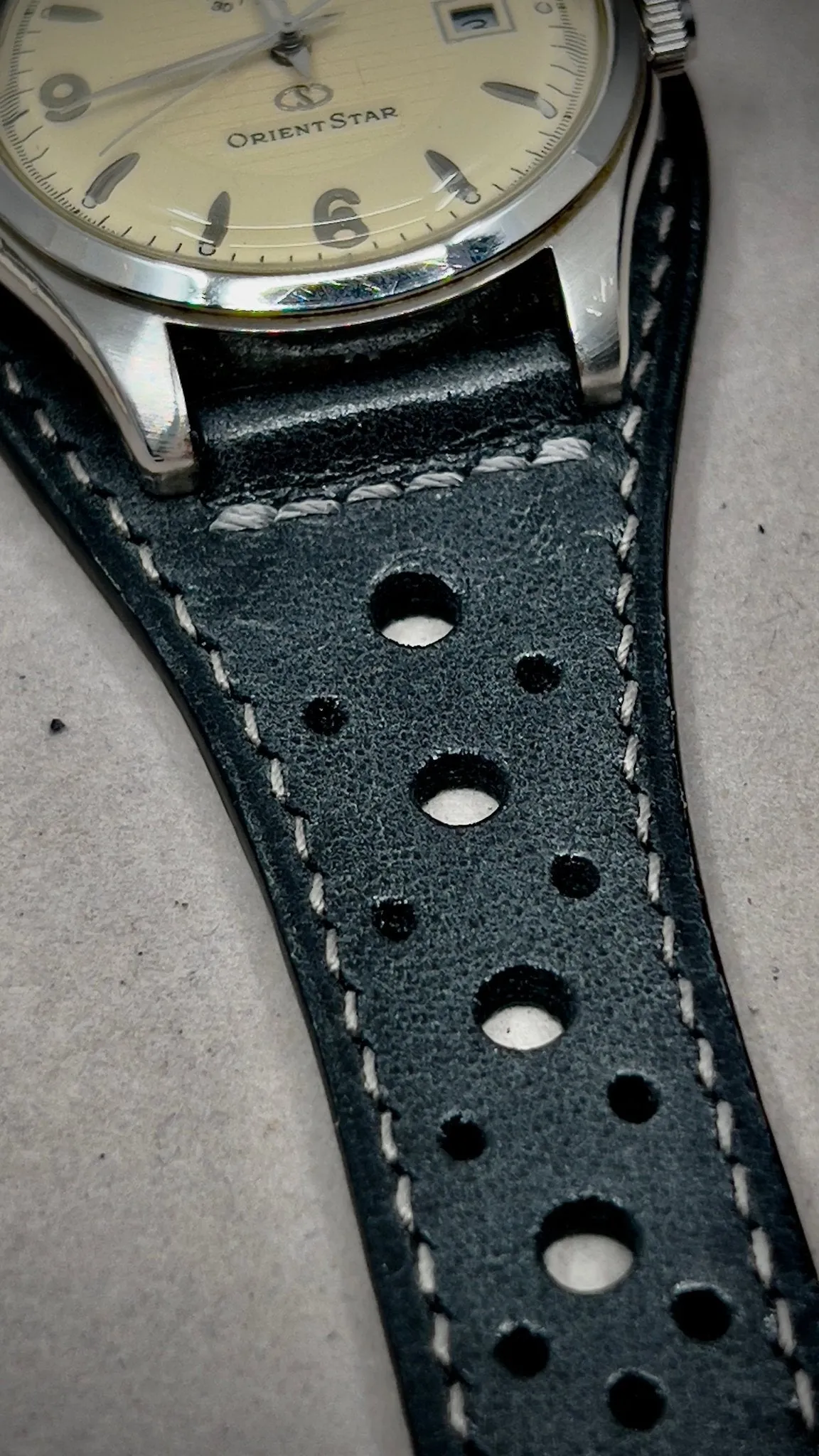 Leather Watch Band 20mm 21mm 19mm, Ralley Racing Watch Strap Band 22mm, Black Leather Wrist Watch Cuff Band, Christmas Gift Ideas