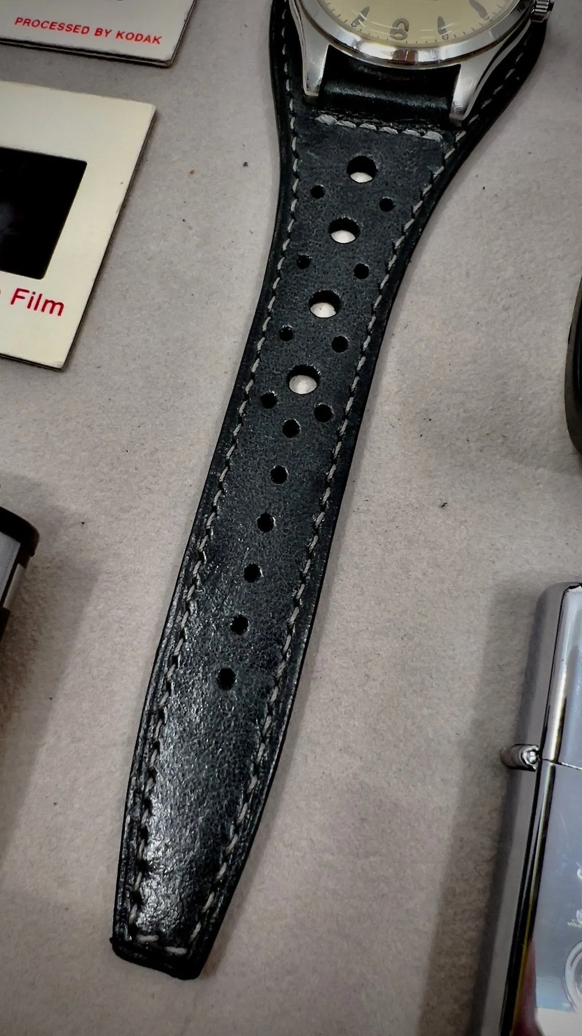 Leather Watch Band 20mm 21mm 19mm, Ralley Racing Watch Strap Band 22mm, Black Leather Wrist Watch Cuff Band, Christmas Gift Ideas