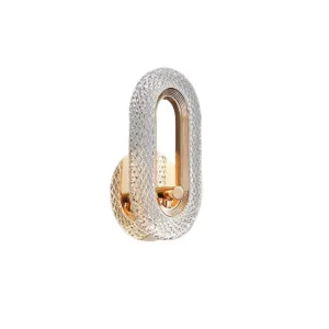 Led Glass Crystal Oval Golden Metal Wall Light