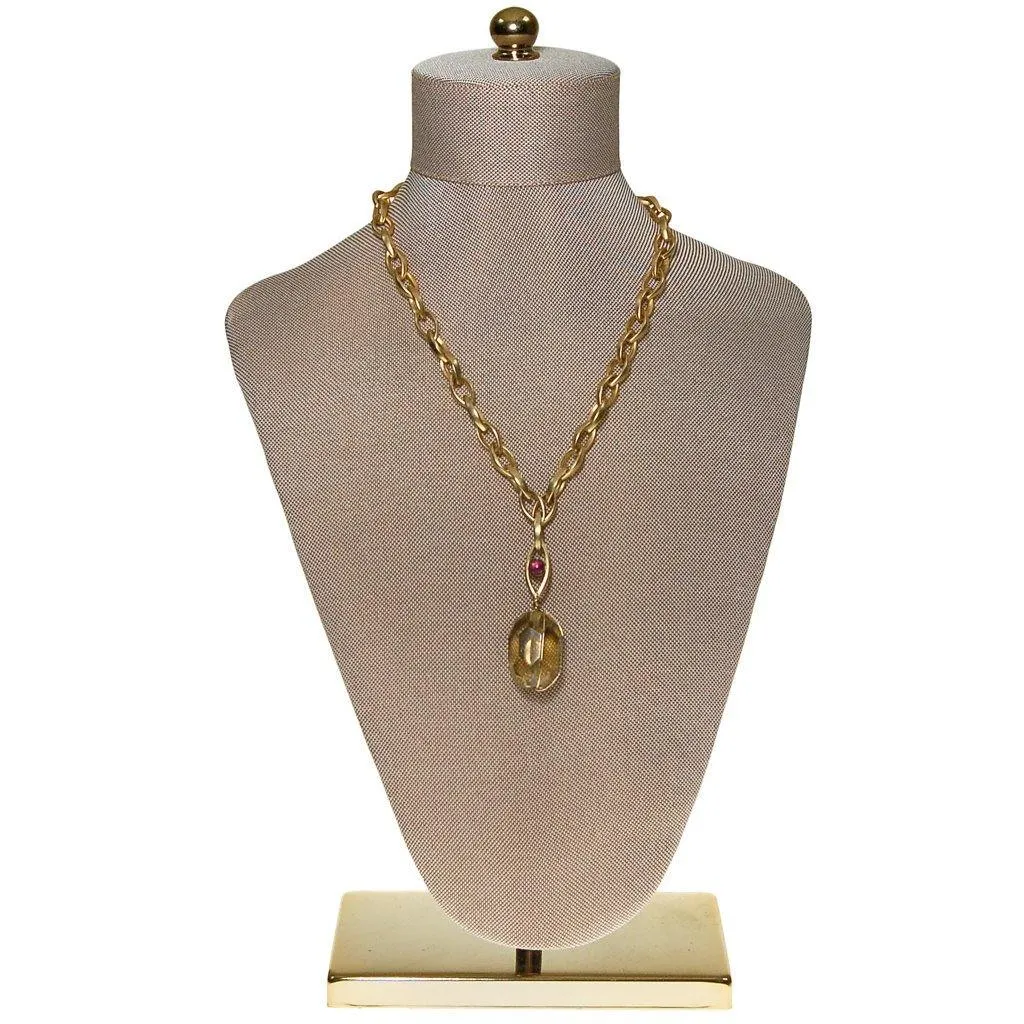 Lemon Quartz and Amethyst Pendant Necklace