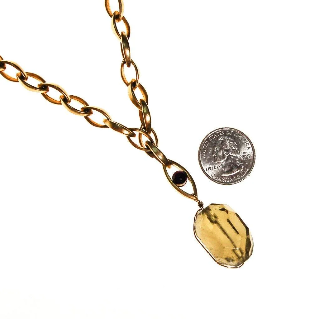 Lemon Quartz and Amethyst Pendant Necklace