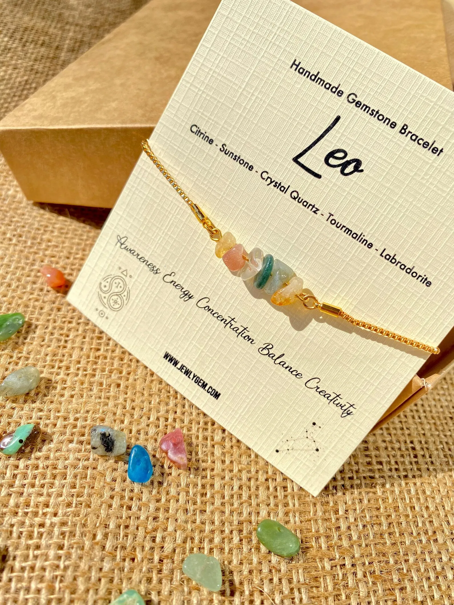 Leo Zodiac Gemstone Bracelet