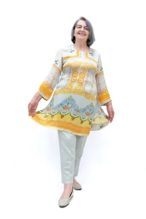 Light Blue Silk Salwar Kameez - Suit - Gul Ahmed