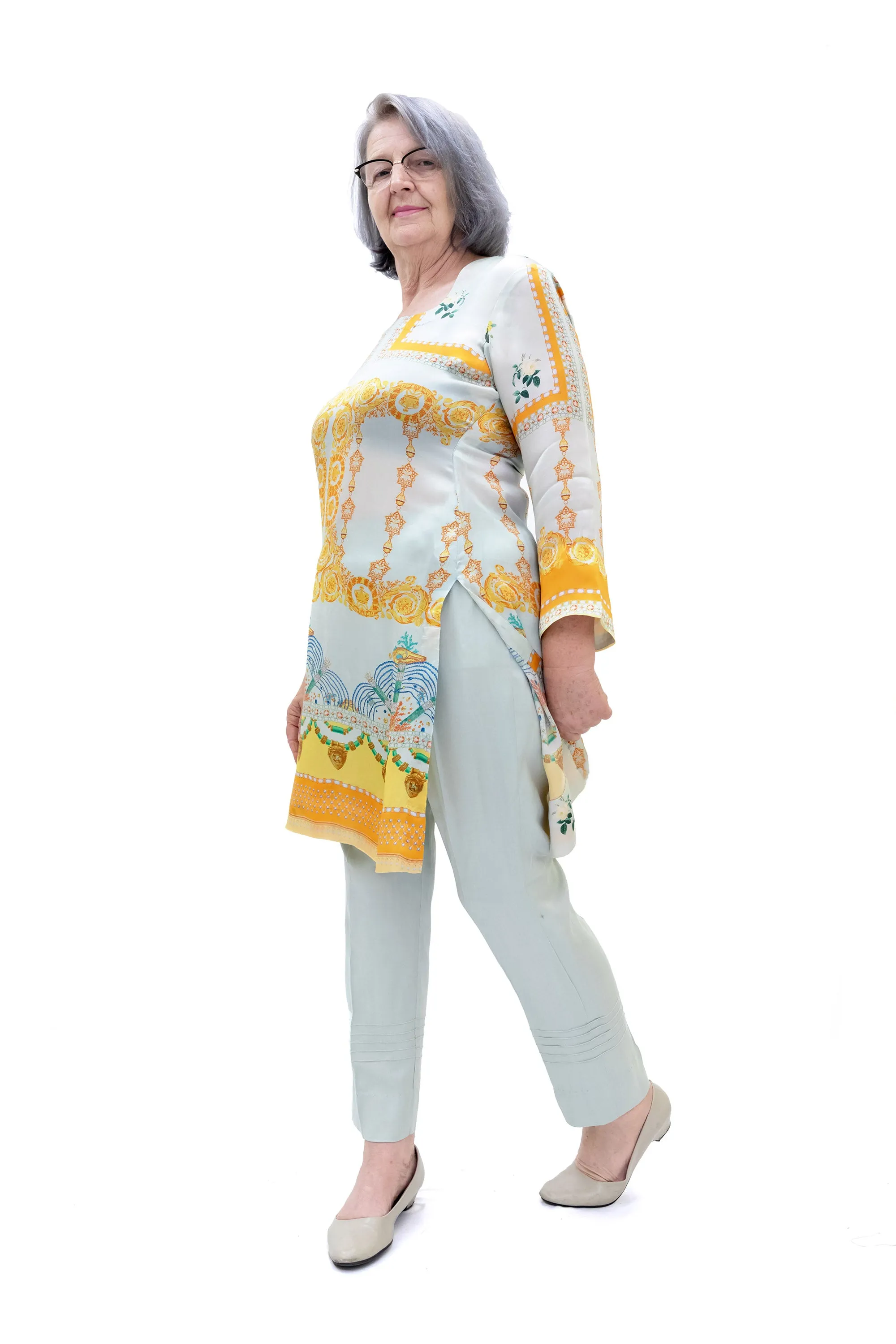 Light Blue Silk Salwar Kameez - Suit - Gul Ahmed