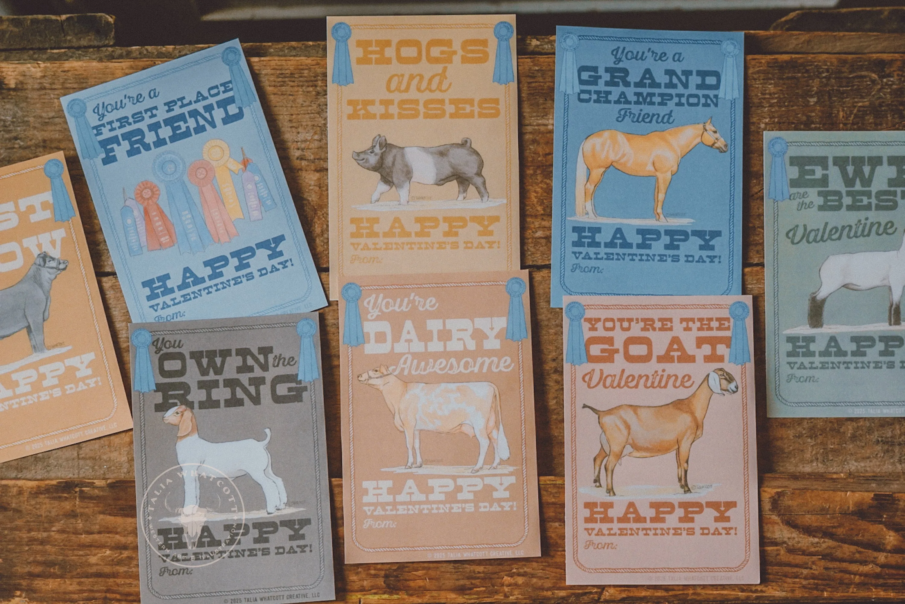 Livestock Show Valentine Cards Digital Printable