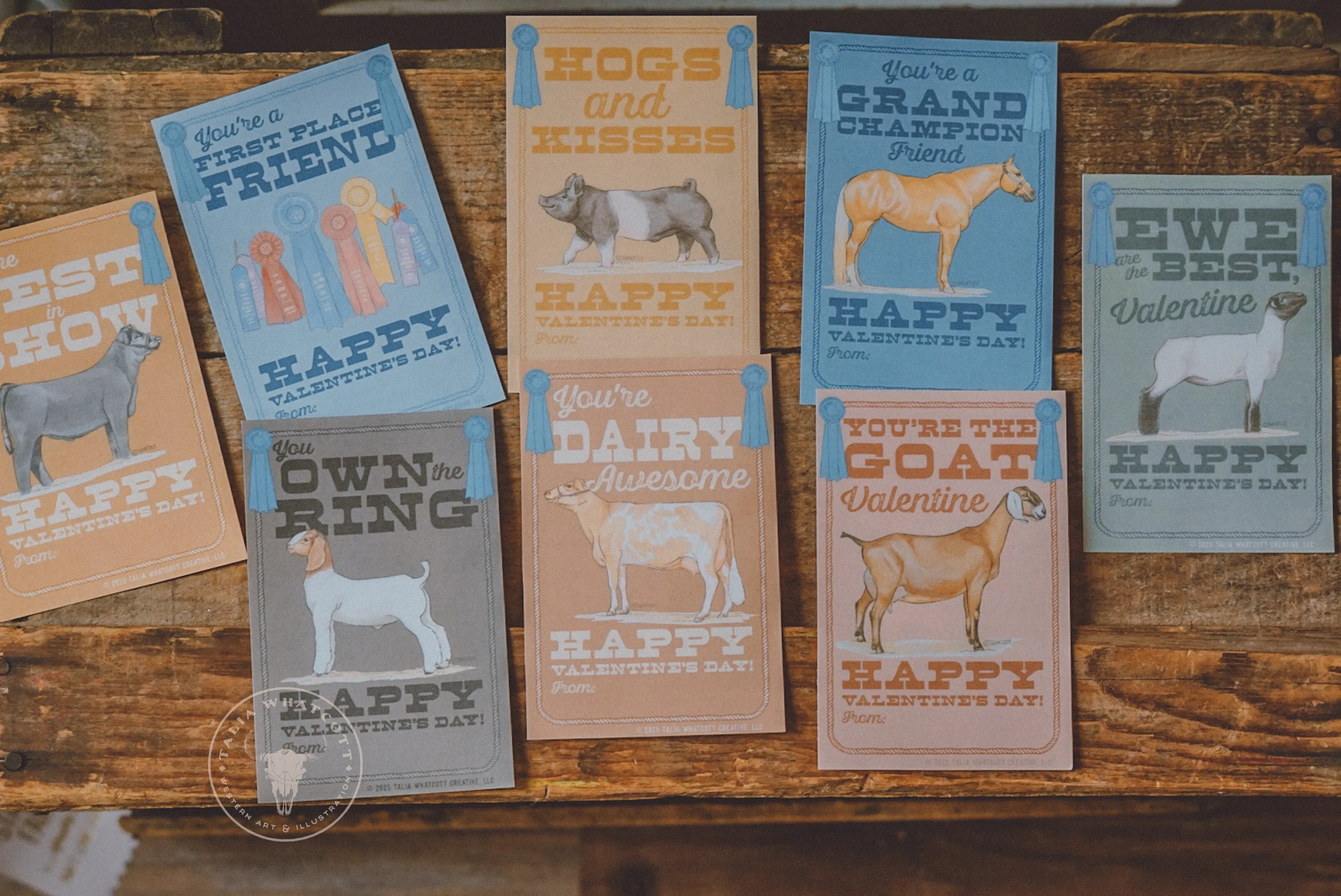 Livestock Show Valentine Cards Digital Printable
