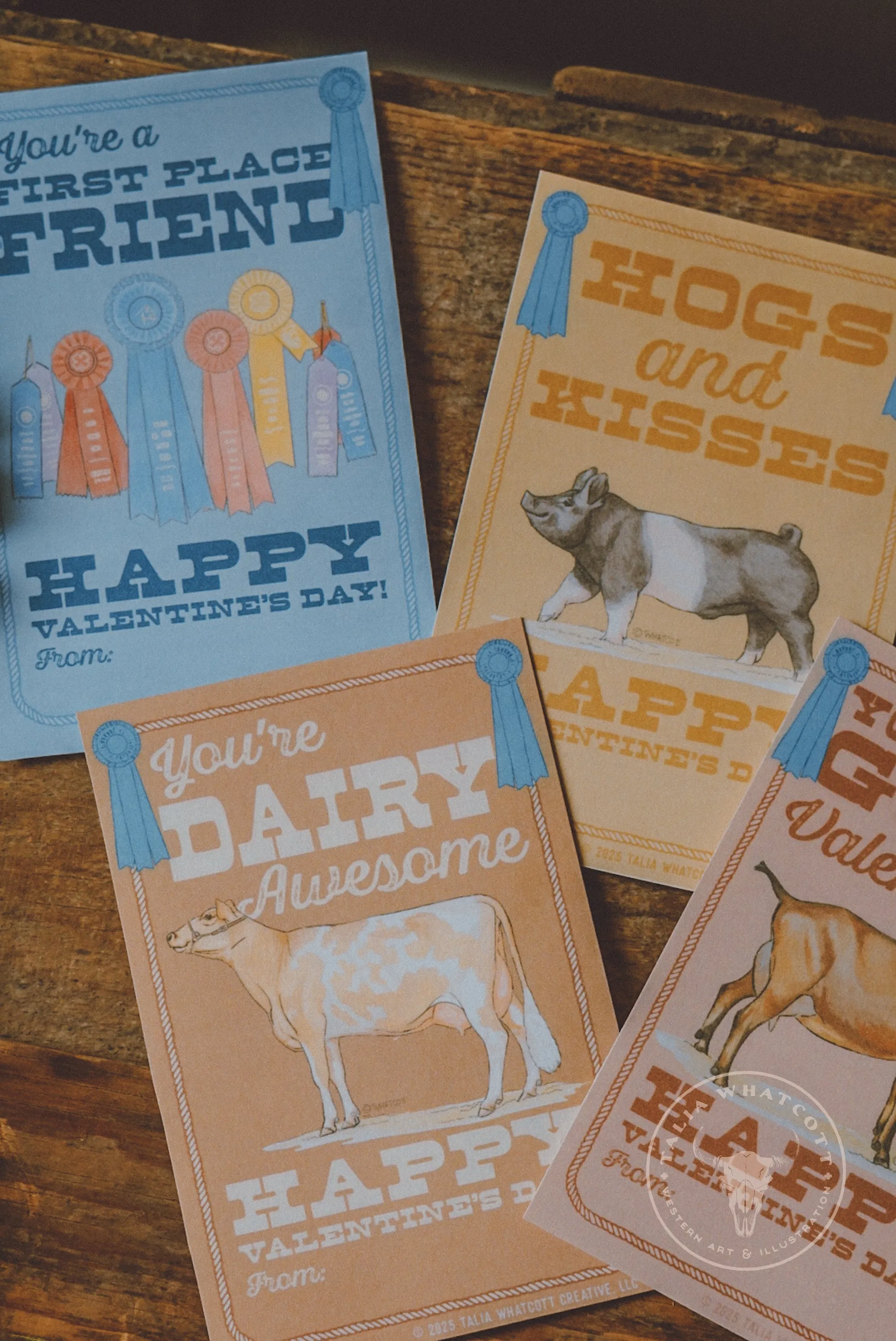Livestock Show Valentine Cards Digital Printable
