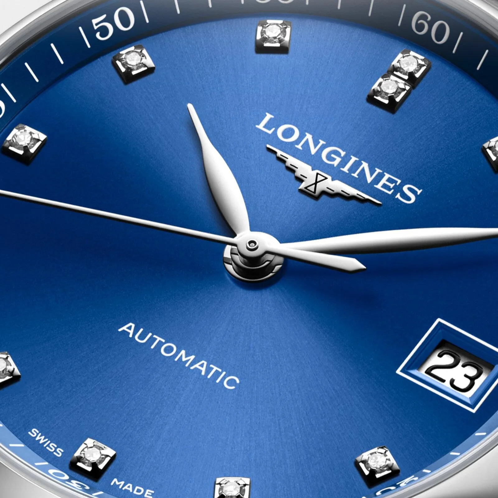 LONGINES CLAUS MASTER COLLECTION 34MM Blue Diamonds Automatic Steel L2.357.4.98.6