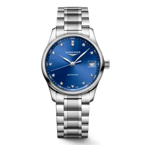 LONGINES CLAUS MASTER COLLECTION 34MM Blue Diamonds Automatic Steel L2.357.4.98.6