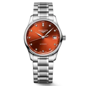 LONGINES CLAUS MASTER COLLECTION 34mm Orange Diamonds Automatic Steel L2.357.4.08.6