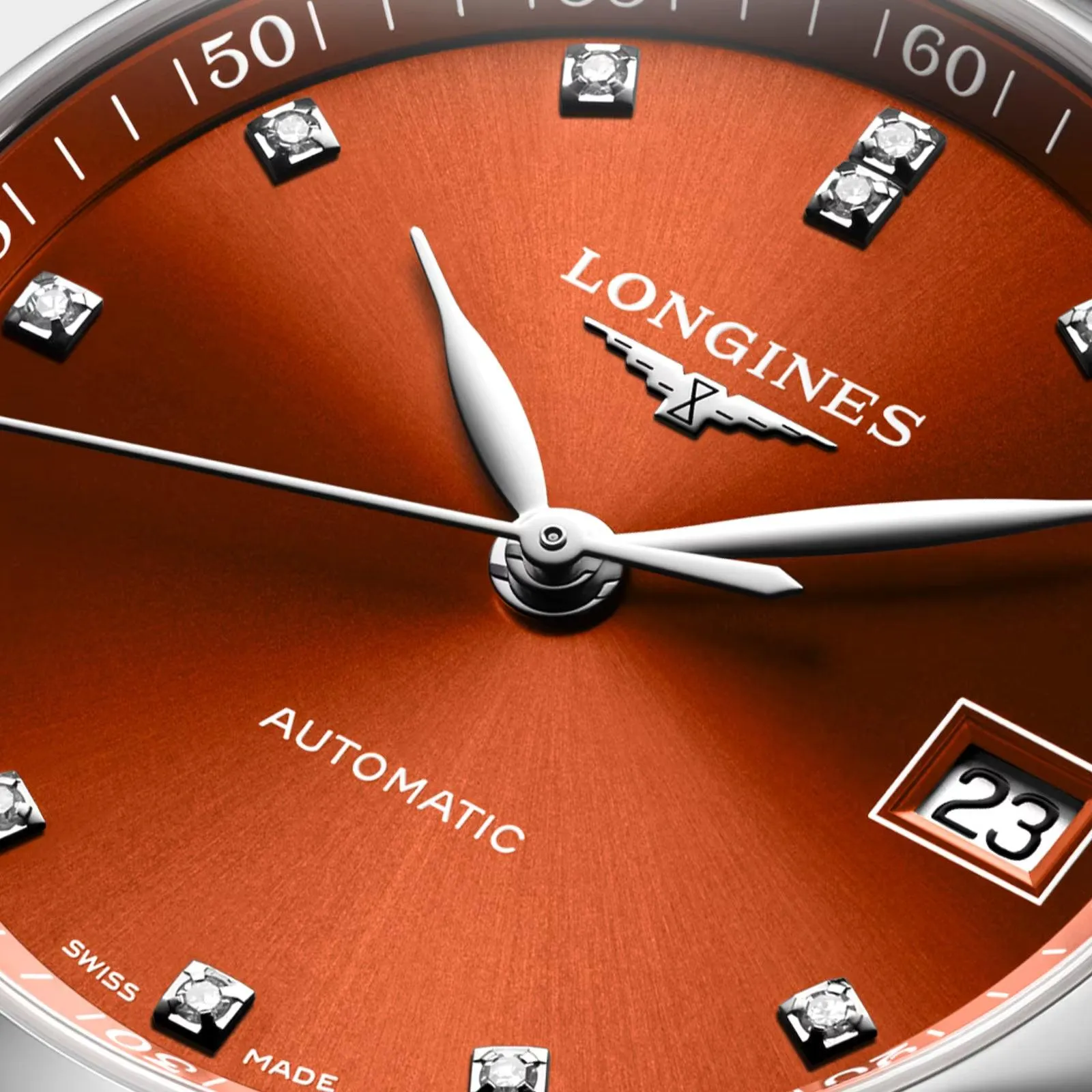 LONGINES CLAUS MASTER COLLECTION 34mm Orange Diamonds Automatic Steel L2.357.4.08.6