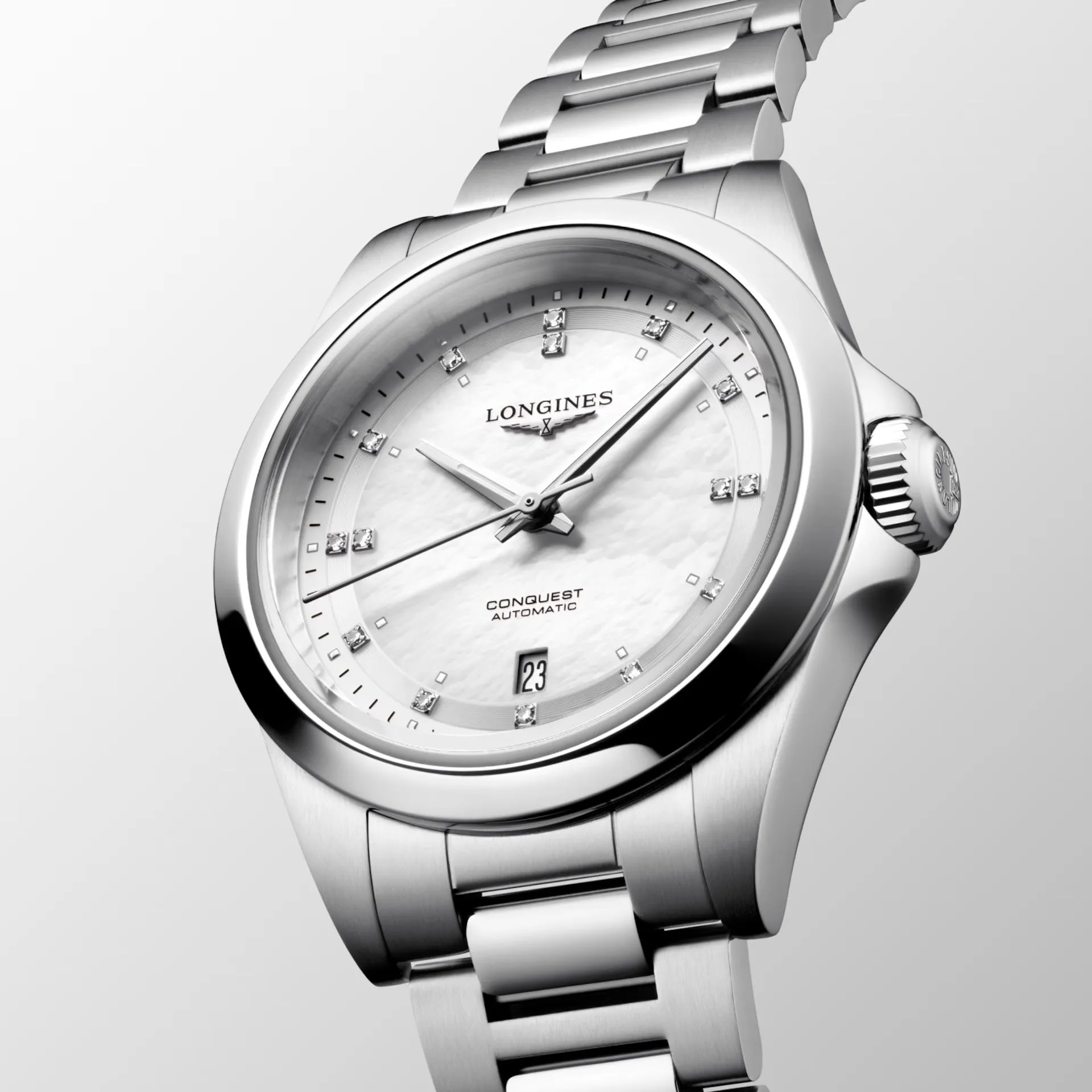 LONGINES CONQUEST CONQUEST 30MM MOTHERPERLA DIAMANTI Automatic Steel L3.320.4.87.6
