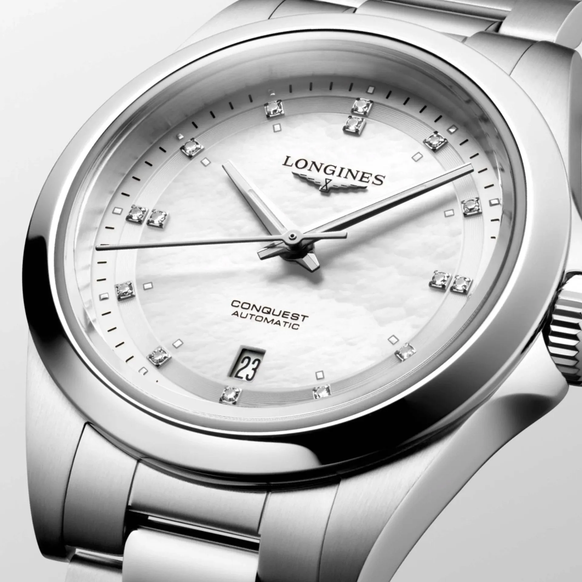 LONGINES CONQUEST CONQUEST 30MM MOTHERPERLA DIAMANTI Automatic Steel L3.320.4.87.6