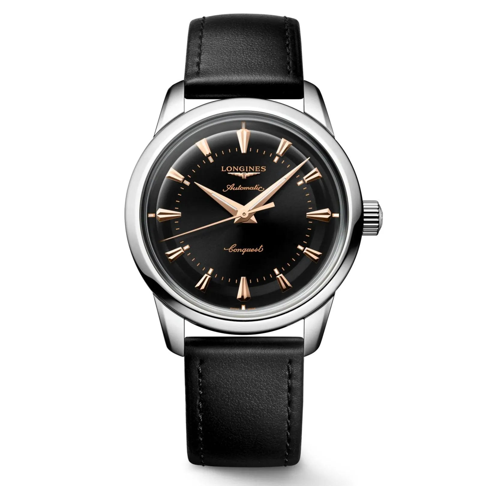 LONGINES CONQUEST HERITAGE 38MM BLACK AUTOMATIC STEEL L1.649.4.52.2