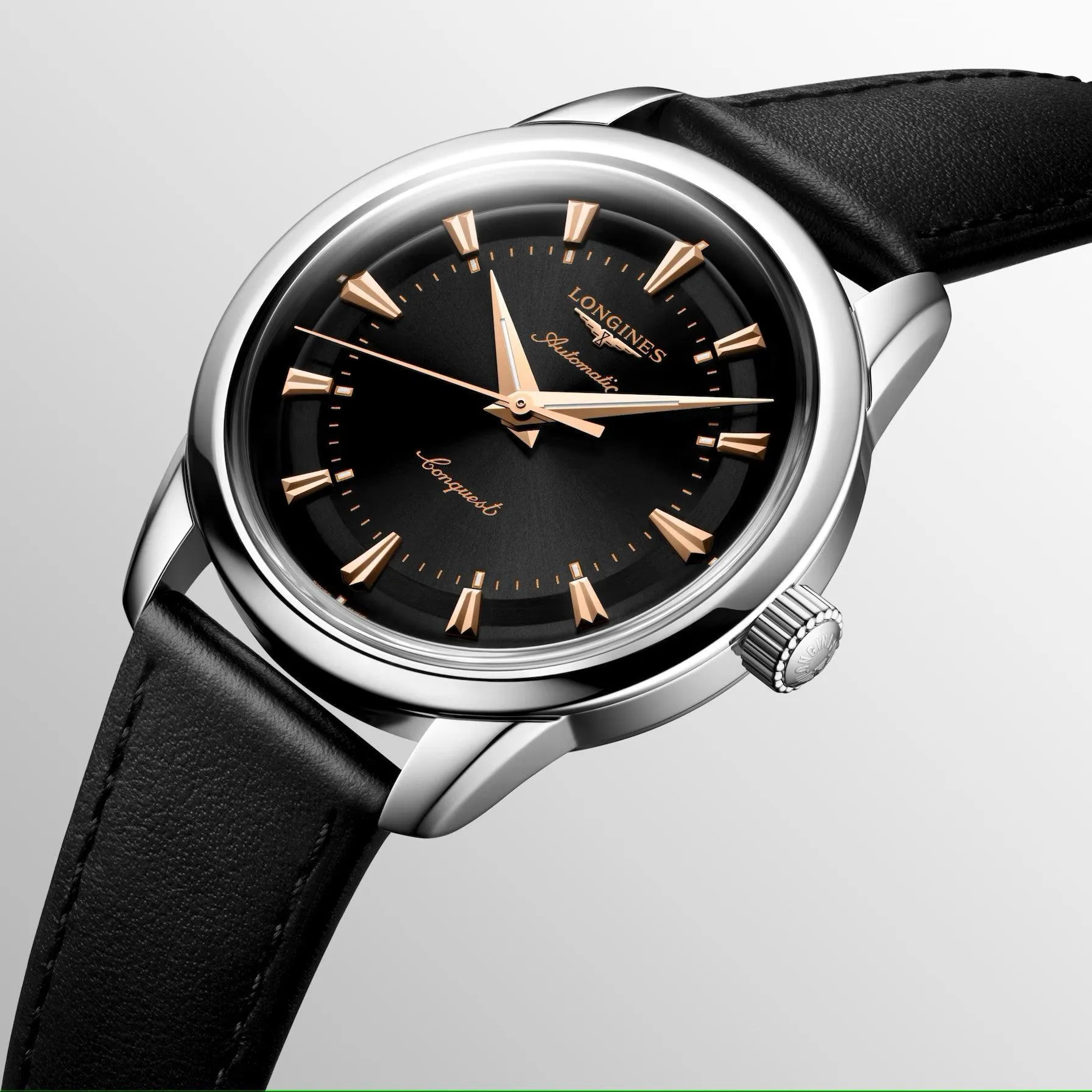 LONGINES CONQUEST HERITAGE 38MM BLACK AUTOMATIC STEEL L1.649.4.52.2