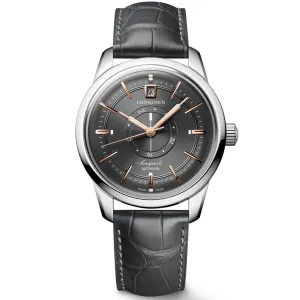 LONGINES CONQUEST HERITAGE CENTRAL POWER REVERVE 38MM ANTRACITE ATTRACITE STEEL L1.648.4.62.2