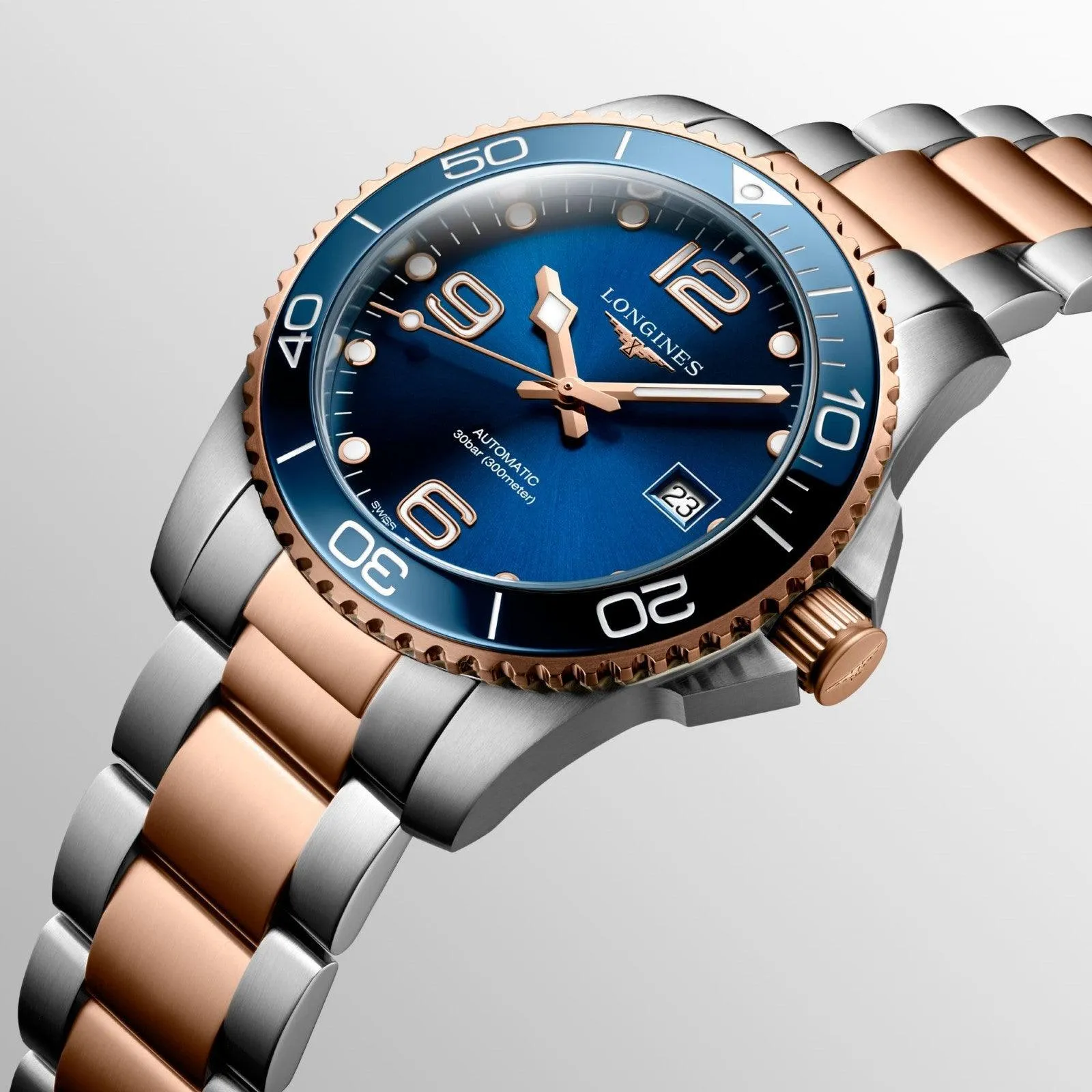 LONGINES HYDROCONQUEST 41mm Automatic Blue Watch Steel Pvd Finishes Rosa L3.781.3.98.7
