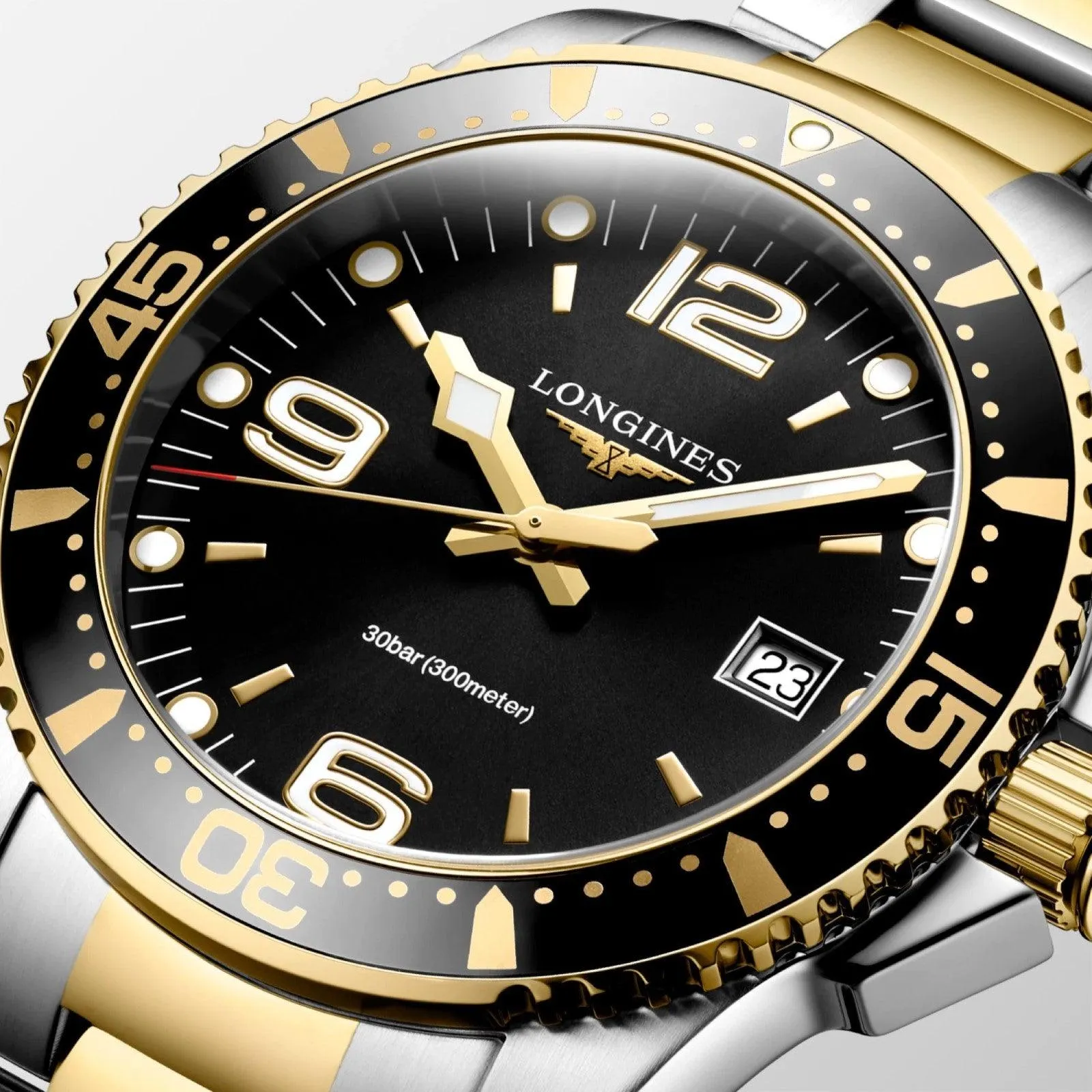 LONGINES HYDROCONQUEST 41MM BLACK HYDROCONQUE STEEL FINIST PVD Gold Gold Quartz L3.740.3.56.7