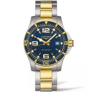 LONGINES HYDROCONQUEST 41mm Watch Blue Steel Finish Pvd Gold Yellow Quartz L3.740.3.96.7