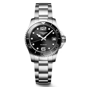 LONGINES HYDROCONQUEST WATCH 32mm Black Quartz Steel L3.370.4.56.6