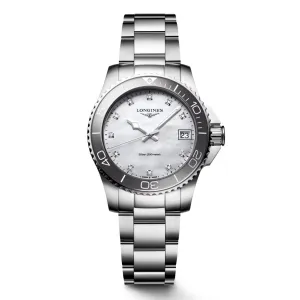 LONGINES HYDROCONQUEST WATCH 32mm Madreperper Diamonds Steel Quartz
