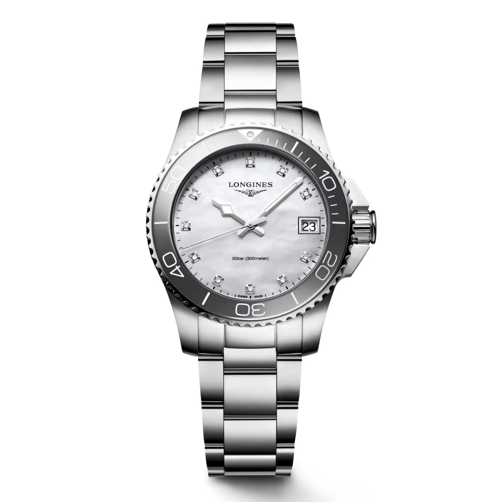 LONGINES HYDROCONQUEST WATCH 32mm Madreperper Diamonds Steel Quartz