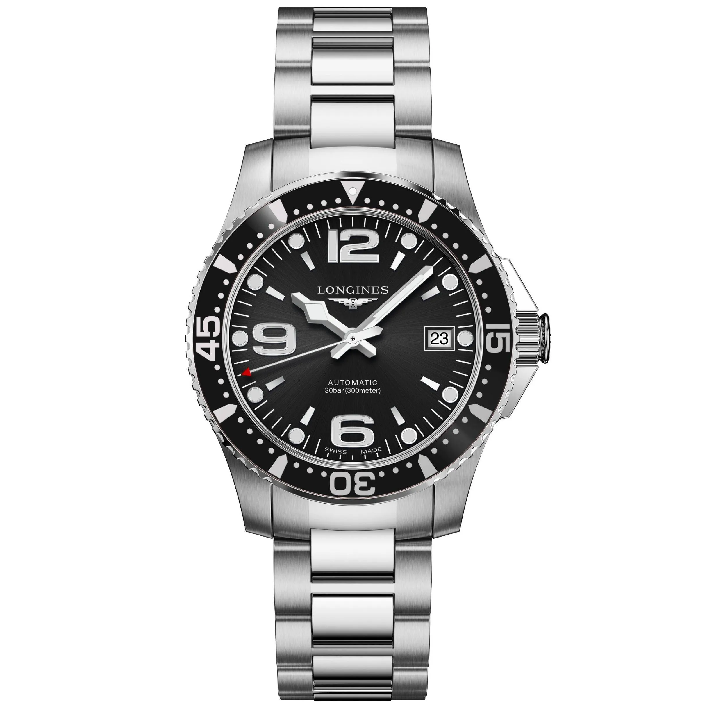 LONGINES HYDROCONQUEST WATCH 39MM BLACK STEEL Automatic man L3.741.4.56.6