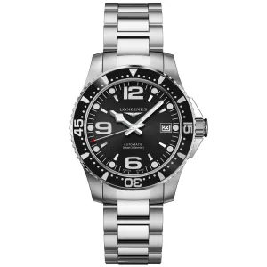 LONGINES HYDROCONQUEST WATCH 39MM BLACK STEEL Automatic man L3.741.4.56.6