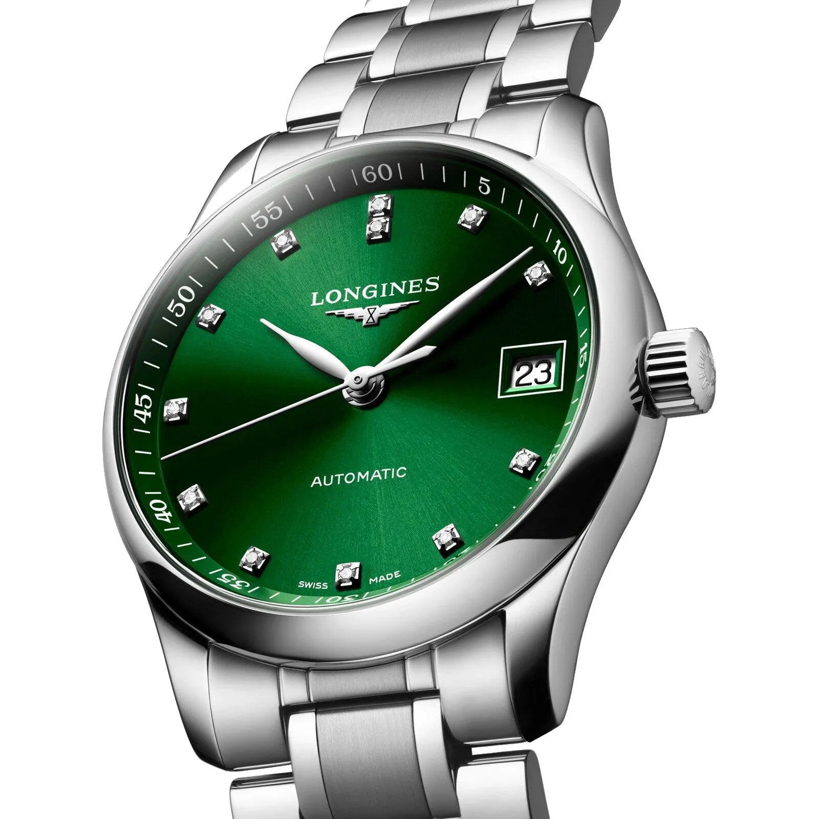 LONGINES MASTER COLLECTION WATCH 34MM Green Diamonds Automatic Steel L2.357.4.99.6